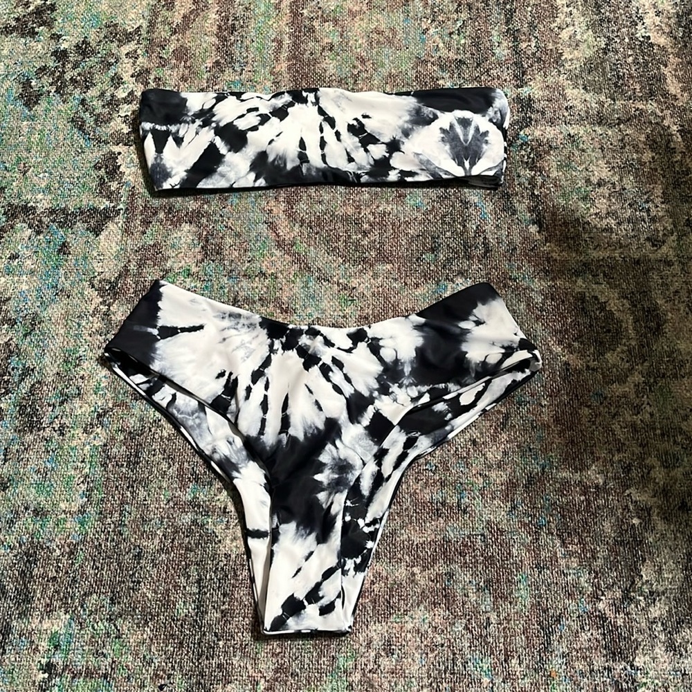 Bandeau style bikini with tie dye print size small by Shein. Brand new!
